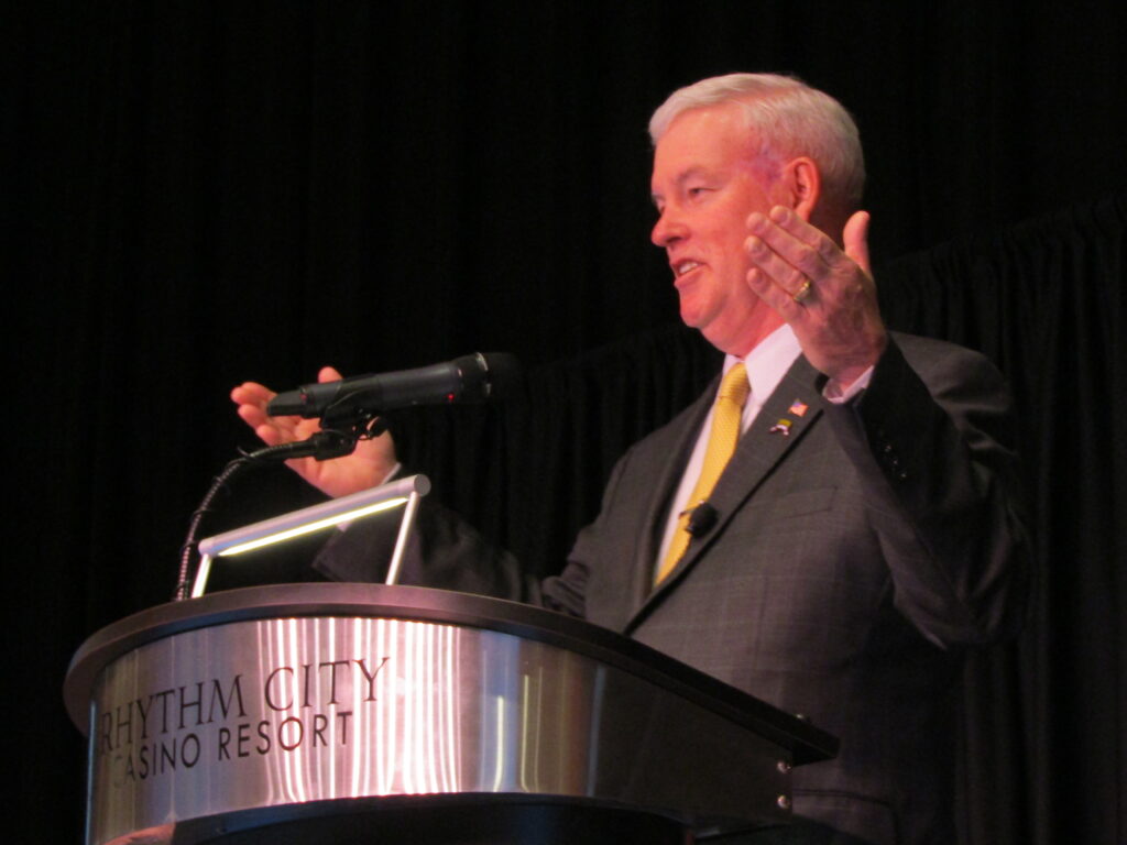 Davenport Mayor Mike Matson gives his State of the City address Monday afternoon, May 23, at the Rhythm City Resort, 7077 Elmore Ave., Davenport. CREDIT DAVE THOMPSON