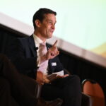 Ben Limmer, CEO and managing director of QC MetroLink talk about upcoming plans for rail service Thursday, April 16, at Bally's Quad Cities Casino & Hotel. PHOTO CREDIT TODD WELVAERT