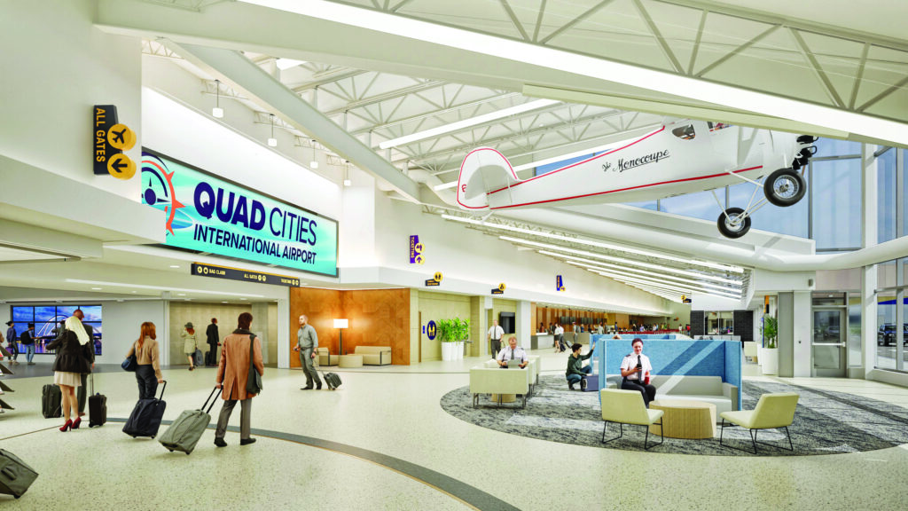 This rendering illustrates some of the design and modernization changes planned at the Quad Cities International Airport. CREDIT QCIA