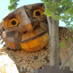 Thomas Dambo-created troll sculpture named Helmut on display near The Saw Mill Museum in Clinton, Iowa. CREDIT DAVE THOMPSON