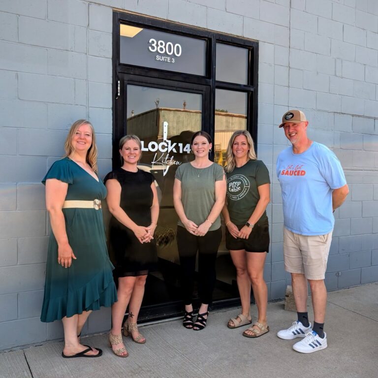 From left: Aaralyn Shiri, Haylee Sommers, Heather Scrowther, Khloe Beaird, and Pete Newcomb are the entrepreneurs using Lock 14 as a shared kitchen. CREDIT QUAD CITIES CHAMBER OF COMMERCE