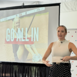 Olympian Sarah Wells spoke at the John Deere Classic's Executive Women's Day Tuesday, June 30 at TPC Deere Run. CREDIT JEN DEWITT